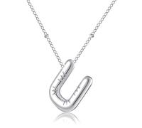 RWQIAN Initial Necklaces for Women Bubble,Gold Plated Initial A-Z Alphabet Pendant Necklace,Dainty Letter Puffy Name Personalized Jewelry Gifts for Girls, Stainless Steel, No Gemstone