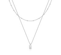 RWQIAN Layered Initial Letter L Necklace Silver for Women,Stainless Steel Tiny Initials Chain Necklace with Capital A-Z Pendant Jewellery Gifts for Teenage Girls 45cm