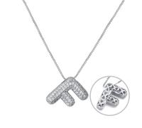 RWQIAN Letter Necklace for Women Bubble, Chunky Initial Alphabet A-Z Pendant Puffy Name Personalized Necklace Dainty Zircon CZ Fashion Jewelry Gifts for Girls Girlfriend, Stainless Steel, No Gemstone