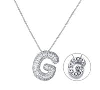 RWQIAN Letter Necklace for Women Bubble, Chunky Initial Alphabet A-Z Pendant Puffy Name Personalized Necklace Dainty Zircon CZ Fashion Jewelry Gifts for Girls Girlfriend, Stainless Steel, No Gemstone