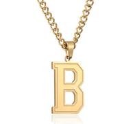 RWQIAN Mens Initial Necklace Gold Stainless Steel Chain with B Letter Pendant Necklace Initials Jewellery Fathers Day Birthday Gift for Dad Husband Son Grandson Brother