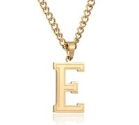 RWQIAN Mens Initial Necklace Silver/Gold/Black Stainless Steel Chain 60cm with A-Z Letter Pendant Necklace Initials Jewellery Fathers Day Birthday Gift for Dad Husband Son Grandson Brother