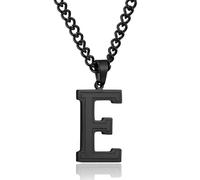 RWQIAN Mens Initial Necklace Silver/Gold/Black Stainless Steel Chain 60cm with A-Z Letter Pendant Necklace Initials Jewellery Fathers Day Birthday Gift for Dad Husband Son Grandson Brother