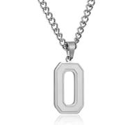 RWQIAN Mens Initial Necklace Silver Stainless Steel Chain with O Letter Pendant Necklace Initials Jewellery Fathers Day Birthday Gift for Dad Husband Son Grandson Brother