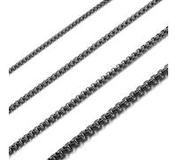 RWQIAN Mens Stainless Steel Chain Necklace Black 55cm Men Venetian Thin Chain Necklace Width 2.5mm for Women