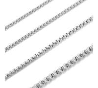 RWQIAN Mens Stainless Steel Chain Necklace Silver 55cm Men Venetian Thin Chain Necklace Width 2mm for Women