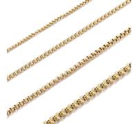 RWQIAN Mens Stainless Steel Chain Silver/Gold/Black Women Venetian Necklace Thin Chain Width 2/2.5/3/4MM Length 45-70CM