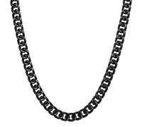 RWQIAN Mens Sturdy Chain Necklace 9mm Black 316L Stainless Steel 45cm Mens Cuban Link Chain Necklace Thick Hip Hop Jewelry with Strong Clasp for Men Boy Women