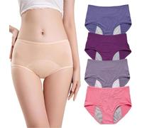 RWRAEO Everdries Panties for Women Over 60,Everdries Leakproof Ladies Underwear,Comfort Plus Size Incontinence Underwear for Women (4Pcs-b,XXL)
