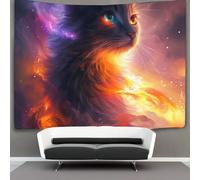 RWRAEO Flame Cat Wall Hanging Tapestry 3D Print Tapestry Home Decor Wall Art Tapestry Shawl Scarf Bedspread Blanket 150cmx200cm