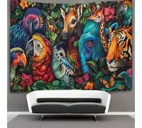 RWRAEO Jungle Animals Tapestry 3D Printed Wall Hanging Tapestries Home Decoration for Bedroom Living Room Apartment Dorm Decorations 100cmx150cm