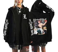 RWRAPS Anime Death Note Zipper Sweatshirt Japanese Manga Graphic Unisex Zip Up Hoodie Jacket Casual Long Sleeve Streetwear Coat