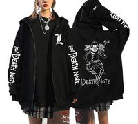 RWRAPS Anime Death Note Zipper Sweatshirt Japanese Manga Graphic Unisex Zip Up Hoodie Jacket Casual Long Sleeve Streetwear Coat