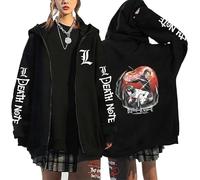 RWRAPS Anime Death Note Zipper Sweatshirt Japanese Manga Graphic Unisex Zip Up Hoodie Jacket Casual Long Sleeve Streetwear Coat