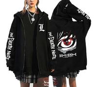 RWRAPS Anime Death Note Zipper Sweatshirt Japanese Manga Graphic Unisex Zip Up Hoodie Jacket Casual Long Sleeve Streetwear Coat