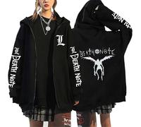 RWRAPS Anime Death Note Zipper Sweatshirt Japanese Manga Graphic Unisex Zip Up Hoodie Jacket Casual Long Sleeve Streetwear Coat