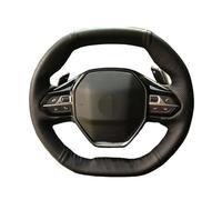 RWRAPS DIY Black Leather Car Steering Wheel Cover,Fit for Peugeot e-208 2020 508 208 2019 2020 3008 4008 5008 2016-2019