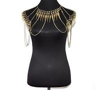 RWRAPS Shoulder Chain Shawl Sexy Multi-Layer Shoulder Chain Necklace Chain Neck Shoulder Bra Top Sweater Chain Wedding Dress for Ladies Christmas Birthday Gifts,Gold (Gold)