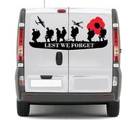 RWRAPS Van Back Door Stickers Car Camper Graphics Lest We Forget Vinyl Auto Decor Decals,Fit for Renault Trafic 2 3 MK3 MK2 MK1
