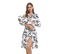 RWRWMOONPUT Mommy Robe for Maternity and Baby Swaddle Blanket,Matching Mommy Labor Delivery Robe and Receiving Blanket Set, White, XL