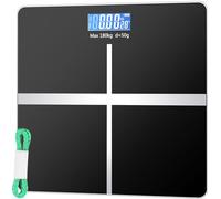 RWSRW Personal Scales Digital Scales with LED Display Persons Digital Scales up to 180 kg Black 26 cm x 26 cm