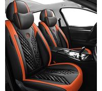 RWTECH Car Seat Covers Universal Full Set Accessories for Nissan Juke/Qashqai/Maxima/Micra/Murrano/Pathfinder Waterproof Leather、Black orange luxury