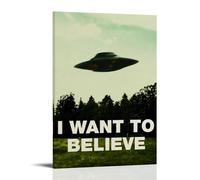 RWTWQGEQWGR The X-Files I Want to Believe Poster Art Wall Decorative Aesthetic Cover Poster Design Painting 12x18inch(30x45cm) Frame-style