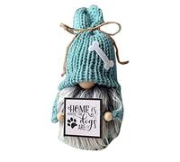 RWUDV Dog Gnome Plush Decorations Handmade Swedish Tomte Gnome Home is Where The Dogs are Gnome Blue Stuffed Dog Gnome Knitted Swedish Tomte Gnome Holiday Home Decor Gift for Dog Lover