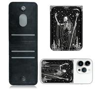 RWUTYTIUL 1 Pack Phone Credit Card Holder Stick on, Cell Phone Pocket Self Adhesive PU Leather Stick on Wallet ID Credit Card Case Pouch Sleeve with Flap for All Smartphones - Black Skull Axe