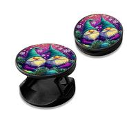 RWUTYTIUL [2 Pack] Cell Phone Grip with Expanding Kickstand, Upgraded Strong Adhesive Foldable Finger Holder for Smartphone & Tablet, Portable Desk Stand for Video Watching - Hat Snowflake Old Man