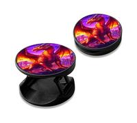 RWUTYTIUL [2 Pack] Cell Phone Grip with Expanding Kickstand, Upgraded Strong Adhesive Foldable Finger Holder for Smartphone & Tablet, Portable Desk Stand for Video Watching - Purple Red Dragon