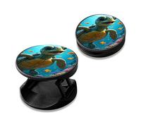 RWUTYTIUL [2 Pack] Cell Phone Grip with Expanding Kickstand, Upgraded Strong Adhesive Foldable Finger Holder for Smartphone & Tablet, Portable Desk Stand for Video Watching - Baby Sea Turtle