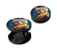 RWUTYTIUL [2 Pack] Cell Phone Grip with Expanding Kickstand, Upgraded Strong Adhesive Foldable Finger Holder for Smartphone & Tablet, Portable Desk Stand for Video Watching - Hamburg Orange Cat