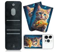 RWUTYTIUL 2 Pack Phone Credit Card Holder Stick on, Cell Phone Pocket Self Adhesive PU Leather Stick on Wallet ID Credit Card Case Pouch Sleeve with Flap for All Smartphones - Hamburg Orange Cat