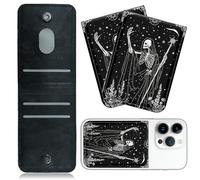 RWUTYTIUL 2 Pack Phone Credit Card Holder Stick on, Cell Phone Pocket Self Adhesive PU Leather Stick on Wallet ID Credit Card Case Pouch Sleeve with Flap for All Smartphones - Black Skull Axe