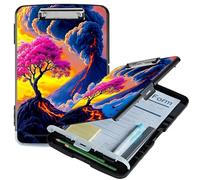 RWUTYTIUL A4 Clipboard with Storage Pen Holder, Clipboards Organizer Nursing Clipboard Foldable File Folder Plastic Clipboard Folio Clip Board for Office Classroom Doctor, Volcanic Cherry Blossoms