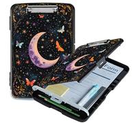 RWUTYTIUL A4 Clipboard with Storage Pen Holder, Clipboards Organizer Nursing Clipboard Foldable File Folder Plastic Clipboard Folio Clip Board for Office Work Classroom Doctor, Butterfly Dark Moon