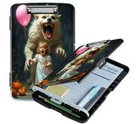 RWUTYTIUL A4 Clipboard with Storage Pen Holder, Clipboards Organizer Nursing Clipboard Foldable File Folder Plastic Clipboard Folio Clip Board for Office Classroom Doctor, White Tiger Balloon Girl