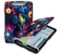 RWUTYTIUL A4 Clipboard with Storage Pen Holder, Clipboards Organizer Nursing Clipboard Foldable File Folder Plastic Clipboard Folio Clip Board for Office Work Classroom Doctor, Blue Dragon