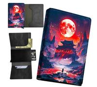 RWUTYTIUL American Flag Deer Minimalist Wallet for Men, Womens Pop Up Automatic Wallet Slim Leather Wallet with Money Clip RFID Blocking Credit Card holder Business Gift Money Wallet, Red Moon Castle