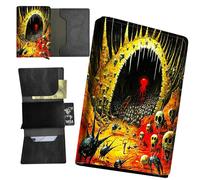 RWUTYTIUL American Flag Deer Wallet for Men, Womens Pop Up Automatic Wallet Slim Leather Wallet with Money Clip RFID Blocking Credit Card holder Business Gift Money Wallet, Skull Cave