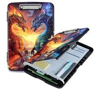 RWUTYTIUL Blue Red Dragon A4 Clipboard with Storage Pen Holder, Clipboards Organizer Nursing Clipboard Foldable File Folder Plastic Clipboard Folio Clip Board for Office Students Classroom Doctor