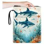 RWUTYTIUL Book Sleeves with Zipper 11.4" x 8.7", Small Book Pouch with Handle Strap Front Pocket for Cell Phone Pen Sleeve for Travel Reader Women Cosmetic Toiletry Bag Organizer, Tuna Under The Sea