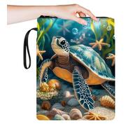 RWUTYTIUL Book Sleeves with Zipper 11.4" x 8.7", Small Book Pouch with Handle Strap Front Pocket for Cell Phone Pen Sleeve for Travel Reader Women Cosmetic Toiletry Bag Organizer, Sea Turtle Seaweed