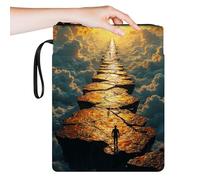 RWUTYTIUL Book Sleeves with Zipper 11.4" x 8.7", Small Book Pouch with Handle Strap Front Pocket for Cell Phone Pen Sleeve for Travel Reader Women Cosmetic Toiletry Bag Organizer, Cloud Stone Man