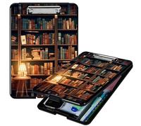 RWUTYTIUL Books Library A4 Clipboard with Storage Pen Holder, Clipboards Organizer Nursing Clipboard Foldable File Folder Plastic Clipboard Folio Clip Board for Office Students Classroom Doctor