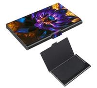 RWUTYTIUL Business Card Holder for Men & Women, Slim Stainless Steel Professional Card Case with Secure Magnetic Closure, RFID Blocking Metal Pocket Wallet for Office Business Travel, Blue Cow, Purple