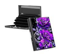 RWUTYTIUL Business Card Holder Organizer for Purse, Slim Aluminum RFID Pocket Metal Wallet Rectangular tarjetero Case for Credit Cards, ID Cards, Travel Accessories Women Men, Purple Flaming Dragon