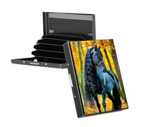 RWUTYTIUL Business Card Holder Organizer for Purse, Slim Aluminum RFID Pocket Metal Wallet Rectangular tarjetero Case for Credit Cards, ID Cards, Travel Accessories Women Men, Purple Flaming Dragon