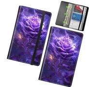 RWUTYTIUL Business Card Organizer, 240 Cards Business Cards Holder Book, PU Leather Credit Card Binder Professional Business Name Card Holder with Elastic Closure for Women Men, Purple Rose